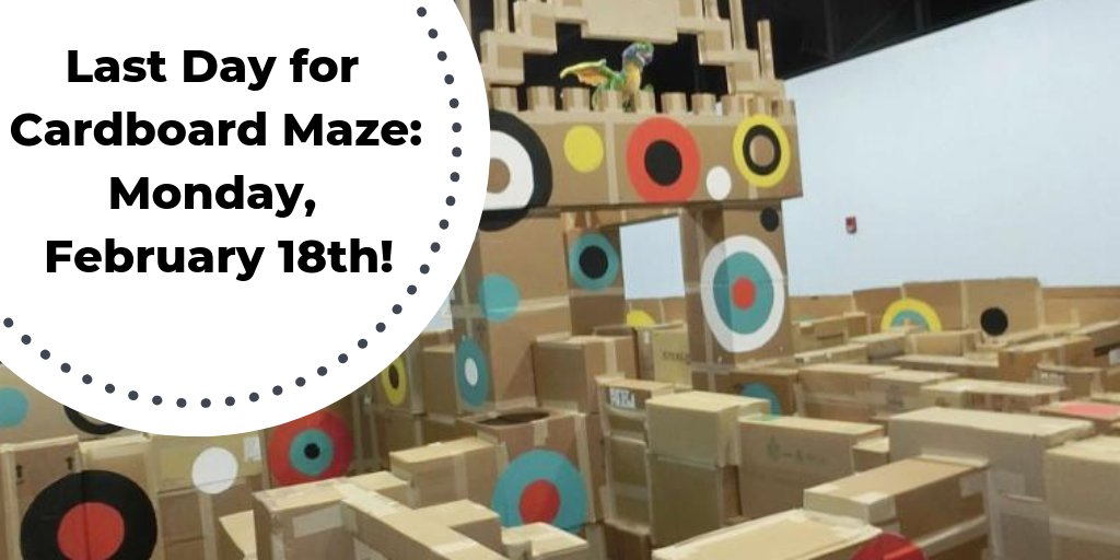 Cardboard Maze will be open through #presidentsday Monday (2/18/19) this year! #delawarechildrensmuseum #exhibits #cardboardmaze