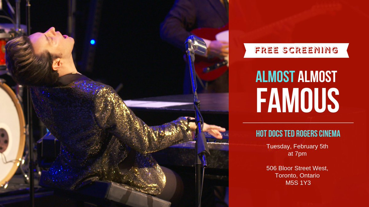 AlmostFamousDoc's tweet image. Good news, Toronto - Almost Almost Famous will be returning to @HotDocsCinema for a FREE screening on February 5th at 7pm! Reserve your tickets now at bit.ly/2Tpqn2U