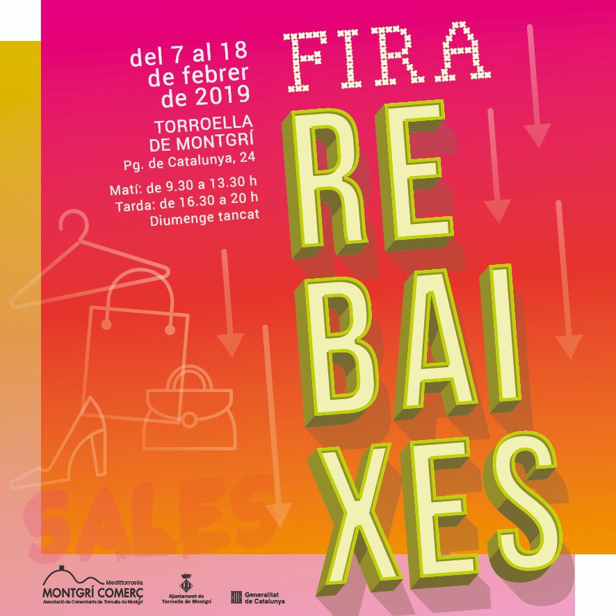 MontgriComerc's tweet photo. Arriba la #firarebaixes de Montgrí Comerç!
Del 7 al 18 de febrer, ens trobareu al Passeig de Catalunya, 24. Us hi esperem!!!
#rebaixes #compraatorroella https://t.co/9RXBGqytHT