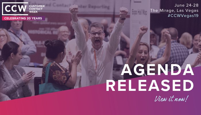 CustContactWeek's tweet image. The wait is over - we just released the full agenda for CCW Vegas! Join us at the world's largest customer contact event this June 24-28 in Las Vegas as we celebrate #20YearsofCCW. View the agenda now: okt.to/Nlan3b

#CCWVegas19 #CustomerContactWeek