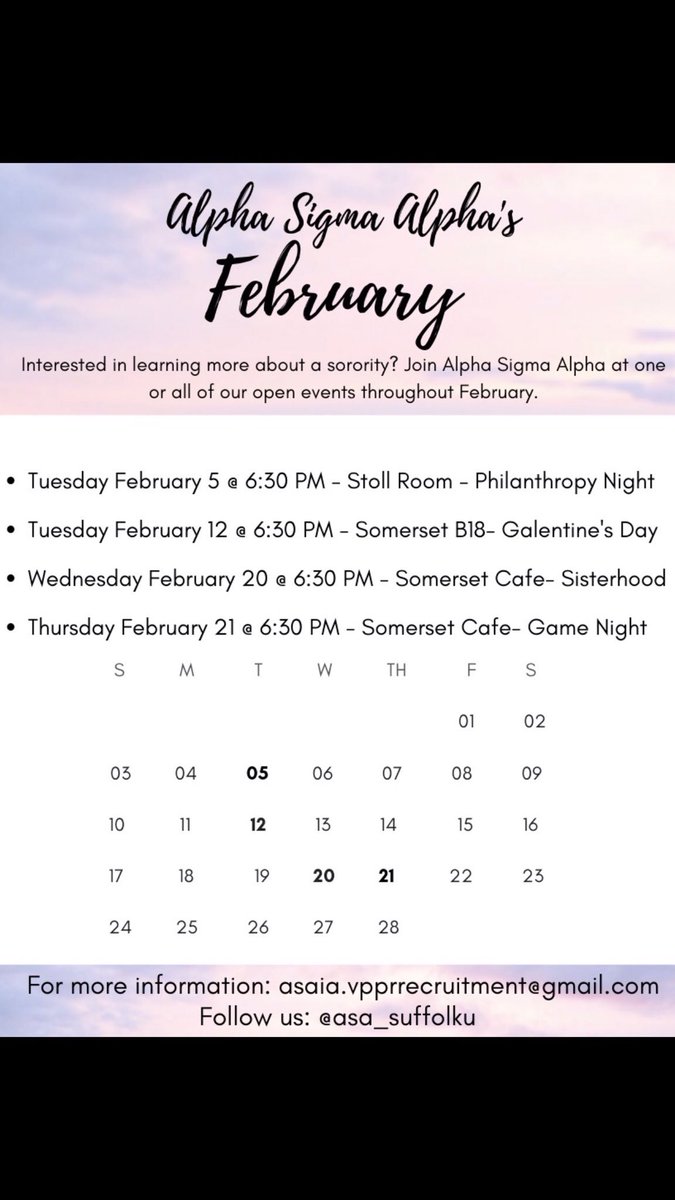 ASA_SuffolkU's tweet photo. Coming soon to Suffolk! Join us at one or all of our open events✨💗 https://t.co/1nlrS9bEJC