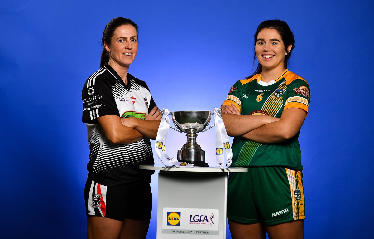 Sligo and @meathladiesMLGF Captain's yesterday at the Launch of @lidl_ireland NFL in @CrokePark. The two will meet again on Saturday in @CloonacoolGAA for the 1st Round of the League 2pm start #SeriousSupport #LidlNFL