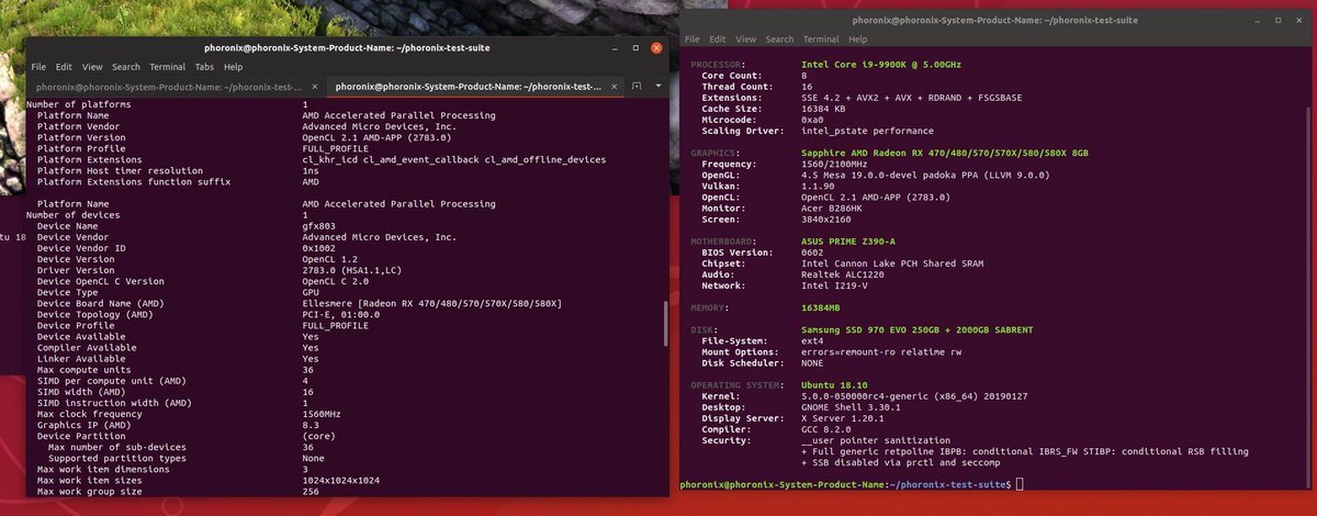 phoronix's tweet image. #Radeon #ROCm 2.0 #OpenCL Benchmarks With #Linux 5.0 On #Ubuntu 18.10 vs. #NVIDIA&apos;s Linux @openclapi Driver phoronix.com/scan.php?page=…
