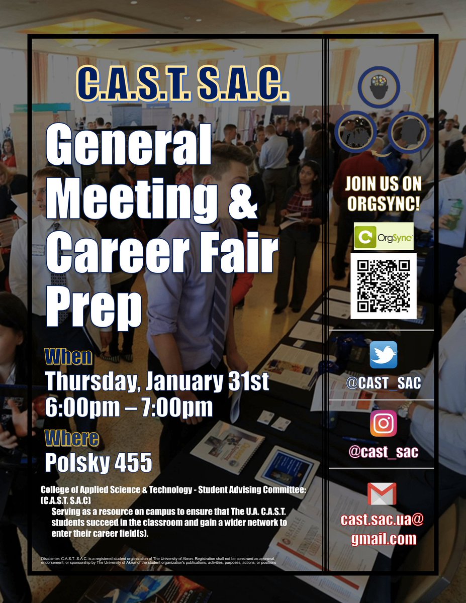 CAST_SAC's tweet photo. Come join us on our first @CAST_SAC meeting for Spring 2019! (weather permitting 🥶) Need help getting ready for the UA's Career Fair next week? Get a quick review of your resume, some practice on your elevator pitch and many more! Follow us on all our social media for updates! https://t.co/K9CdDVlg5H