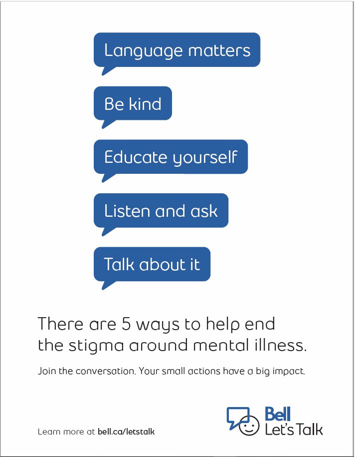 Be kind. To yourself. To others. #BellLetsTalk #mentalhealth is health. Let's be there for one another.