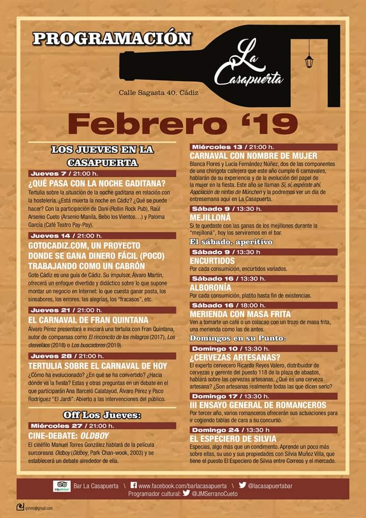 Ya tenemos programa de febrero y va oliendo a #carnavaldecadiz #COAC2019P4 #COAC2019