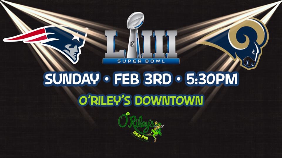 DowntownPcola's tweet photo. See what's happening at @ORileysIrishPub for the #SuperBowl this Sunday! 🏈 🏈 🏈🏈  Drink specials, food specials &amp; more --> https://t.co/etUPPuS6EH #downtownPensacola https://t.co/Y4WOOw343K