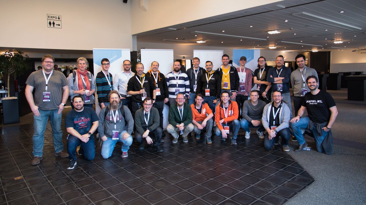 Caroganet's tweet image. Here is a group photo from the #PHPNL Slackers at @phpbenelux #phpbnl19 #share #php