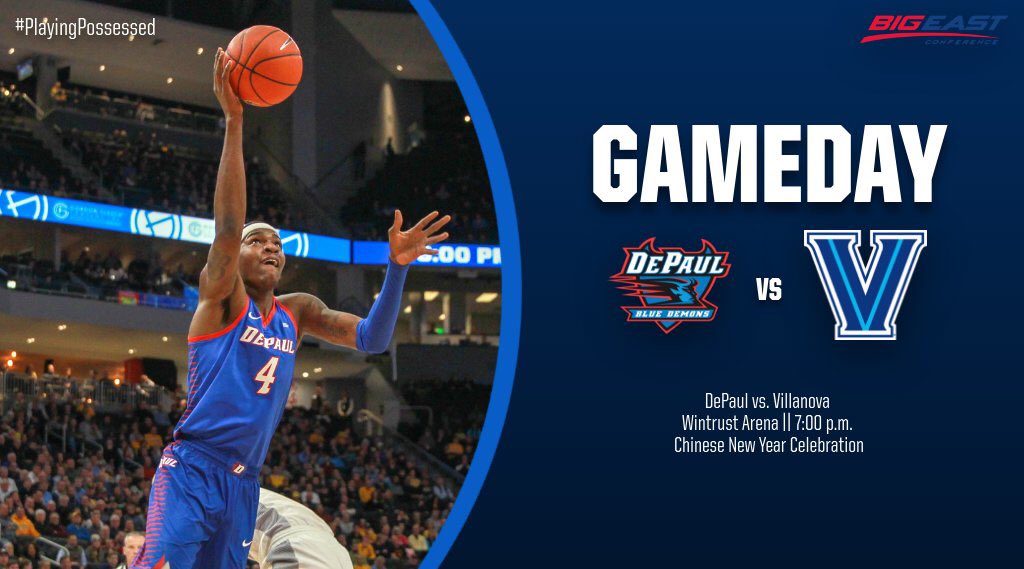 ❄️IT’S GAME DAY! ❄️ 

🆚 <a href="/NovaMBB/">Villanova MBB</a> 
📍 <a href="/WintrustArena/">Wintrust Arena</a> 
⏰ 7:00 p.m. CT
📺 <a href="/CBSSportsNet/">CBS Sports Network</a> 
📻 WIND (560AM) bit.ly/2Sfm4tv

#dpubb