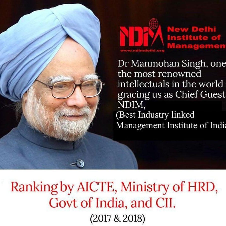 wickedaayush's tweet photo. We at #NDIM are pleased to share that we are welcoming former Prime Minister, hon'ble Dr. Manmohan Singh as chief guest for the 21st Convocation ceremony on 17th Feb 2019.
#ndim #convocation #Proudmoment https://t.co/5MDS1KL2vX