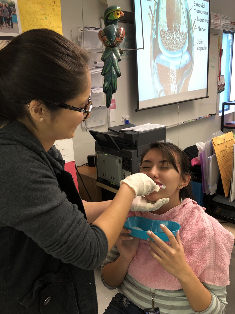HosaJpt's tweet photo. Fun day in the lab practicing brushing patients teeth. #🦷🦷 #pearlywhites #toothbrushlab https://t.co/FhiYFWv4tw