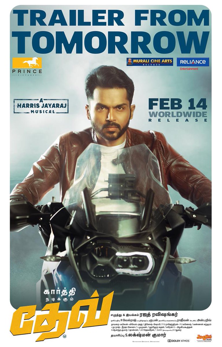 notuserrrrrrrrr's tweet photo. Make way for super stylish #dev | Racy trailer releasing tomorrow.
#DevTrailerFromTomorrow
#DevFromFeb14
@Karthi_Offl @Rakulpreet @PrincePictures_ @RajathDir @Jharrisjayaraj @RelianceEnt @lakku76 #MuraliCineArts @TimesMusicSouth @LightHouseMMLLP https://t.co/dcRlp9qNou