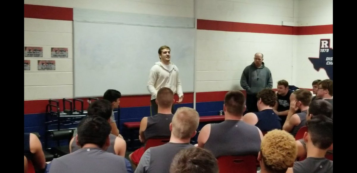 coachklintking's tweet photo. Great character talk today from #Rebel #ThrashMob alum @matt_quenichet Appreciate you taking time from your week off to come talk! "When hard work meets opportunity, great things can happen!" https://t.co/BaeuQr2EKR