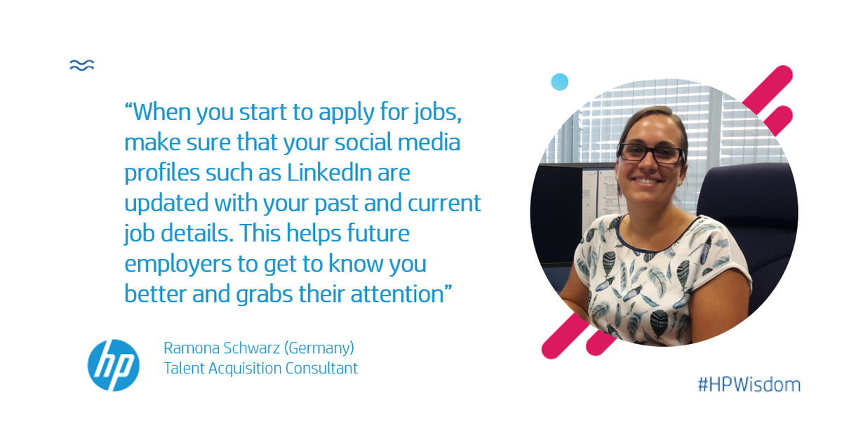 HPCareers's tweet photo. Ready for your next career step? Then take a π at this #WednesdayWisdom π from Ramona, our recruiter in π©πͺ and Social Media expert π! #HPWisdom https://t.co/MuSBjfUPLX