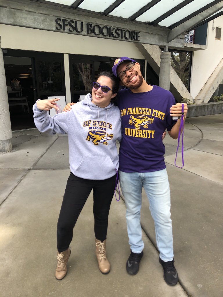 SFSUBookstore's tweet photo. New semester = new Gator gear for you  🐊💜💛 

#sfsu #sfstate #sfsubookstore #springsemester #springsemester2019 #spring2019 #sfsu2019 #gators #gogators #sfsugators #college #collegegear #collegeswag #sfsugear #school #purpleandyellow #sanfrancisco #sf #bookstore #mygatorgear https://t.co/Fmz2adsYvJ