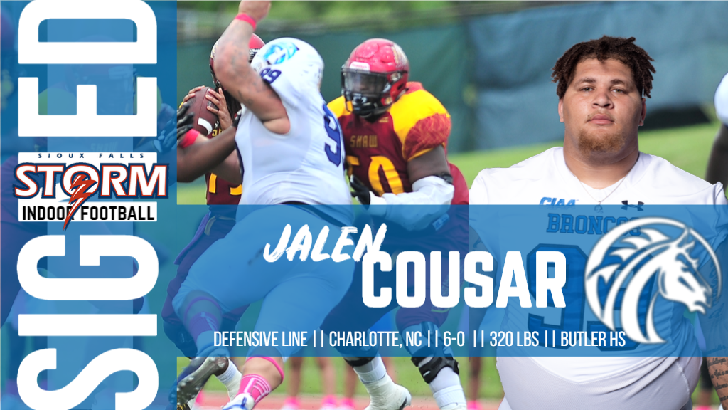 FSUBroncos's tweet photo. CONGRATULATIONS! Jalen Cousar on signing with the @siouxfallsstorm Indoor Football Organization. https://t.co/6JzP6cg96M