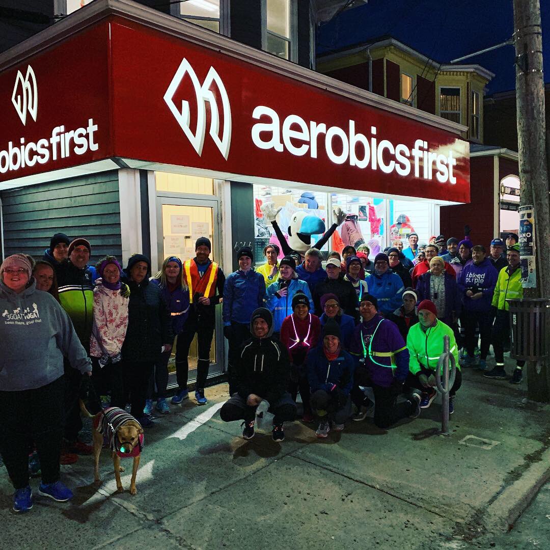 AerobicsFirst's tweet photo. A very successful evening with @bluenosemarathon! The January Fun Run was nothing but smiles! Thank you to everyone that came out! More to come! #AerobicsFirst #A1 #RunNight #BlueNose2019 https://t.co/7TiAwf5WhC