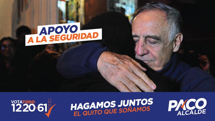 PacoMoncayo's tweet photo. Construyamos una ciudad segura y pacífica para ser un ejemplo nacional y regional de convivencia ciudadana. ¡Hagamos juntos #ElQuitoQueSoñamos! https://t.co/KkRb1BixYz