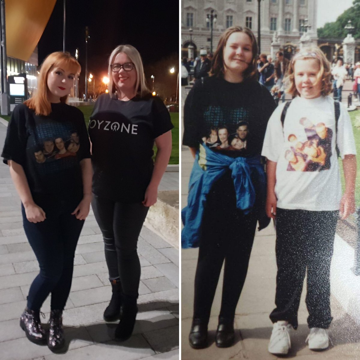 TiddlyPeach's tweet photo. @theREALboyzone This is my bff Sarah @sarahanddug &amp; I.... photos were taken 24 yrs apart the first in '95 (aged 9!) the other in Hull 28th Jan '19(yes that's the same t-shirt!)Thank u for so many happy yrs &amp; so many happy memories.U will be missed.Thank you &amp; Goodnight. Vicki ❤ https://t.co/39xuFj4tP1