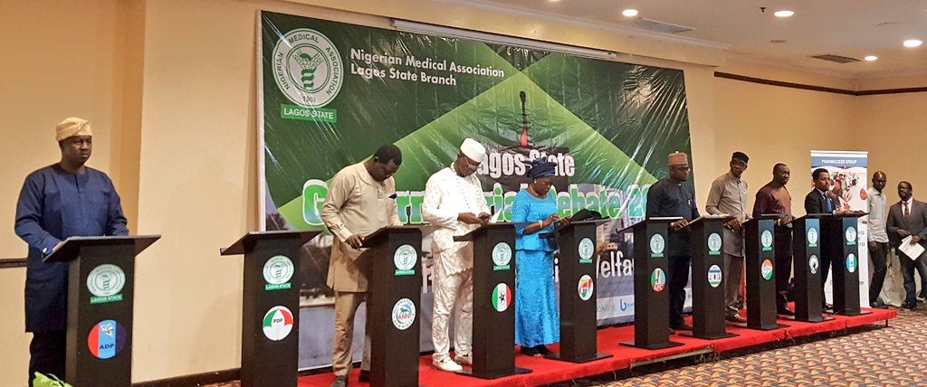 nighealthwatch's tweet image. The #NMALagosDebate kicks off now!
Can you spot your preferred candidate? 

#Vote4HealthNaija