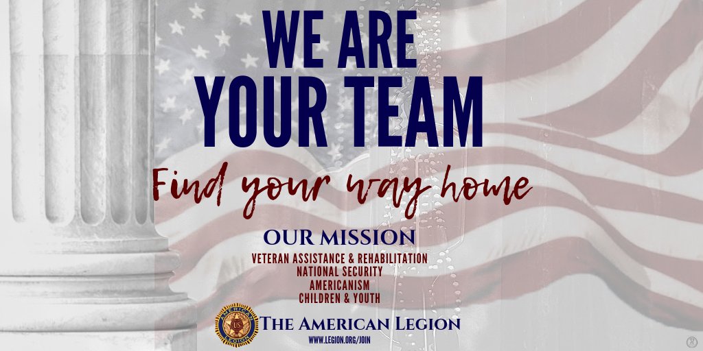 BeckyLaumann's tweet photo. Are you a war-time #veteran struggling to find where you fit since serving? Do you miss it? The #connections and #camaraderie with those who "get it"? You don't have to.  Find your #community, your way home with The @AmericanLegion.  Join Today! https://t.co/QihcUNGydy https://t.co/OyfPXo7X17
