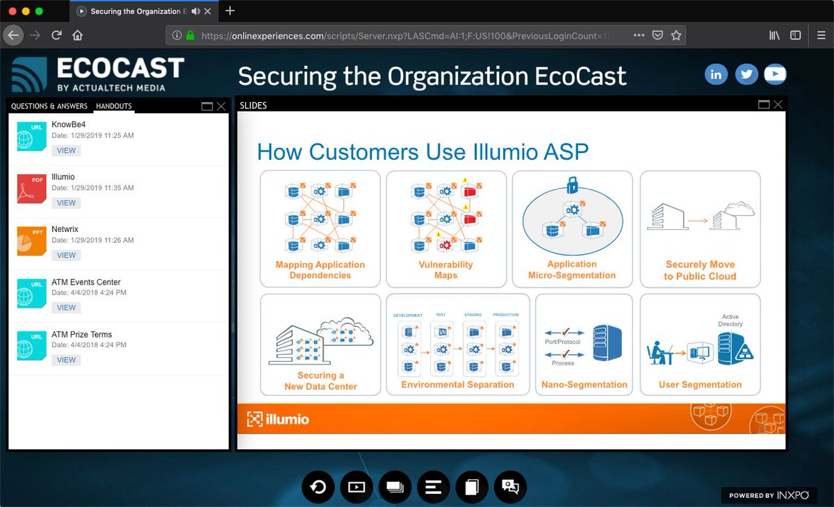davidmdavis's tweet photo. Great presentation by @illumio now in progress on the #SecurityEcoCast covering the many use cases for #Microsegmentation (@actualtechmedia) https://t.co/XtLDo7ersd