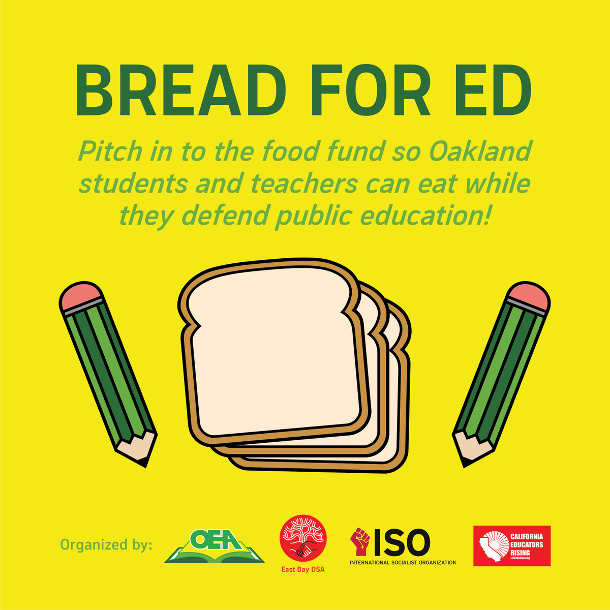 DSA_Labor's tweet image. Want to help Oakland students and teachers fight for public education? ✊✏️
Donate to the #BreadForEd food fund to help feed Oakland kids and teachers! ➡️  donorbox.org/breadfored

#WeAreOEA