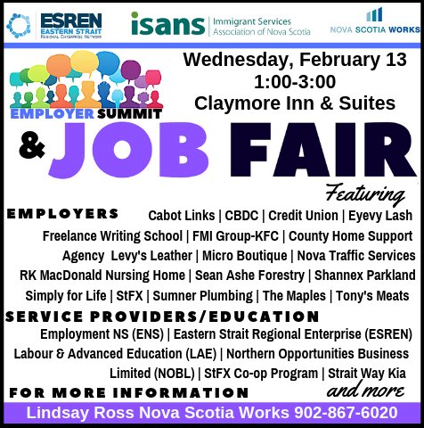 ESREN_CP's tweet photo. Need a job or have a vacant one? - you want to be here! contact mberrigan@esren.ca for more details #careerfair #jobs #summit #antigonish #ESREN #NSWORKS #ISANS https://t.co/tiIm2xh2b9