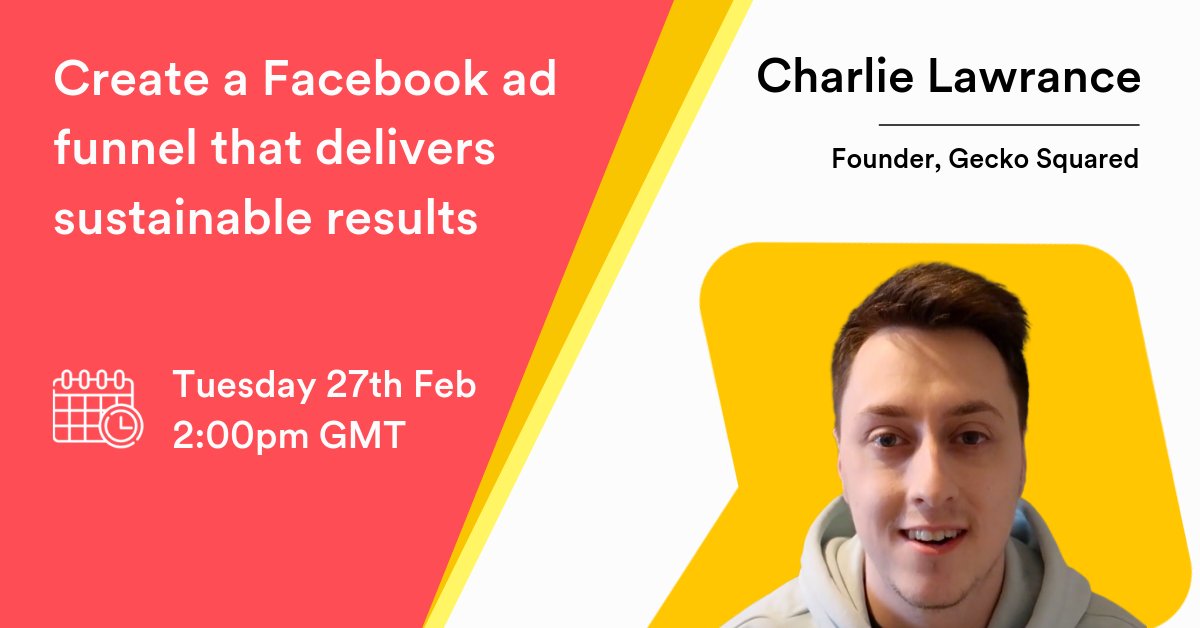 Have you ever wondered how to create sustainable results from your Facebook ads?
Join us for our free #webinar with <a href="/charlielawrance/">Charlie Lawrance</a> on how to create sustainable   revenue and win new clients through #facebookads! 

buff.ly/2UotZSI

#marketingtips #Marketing