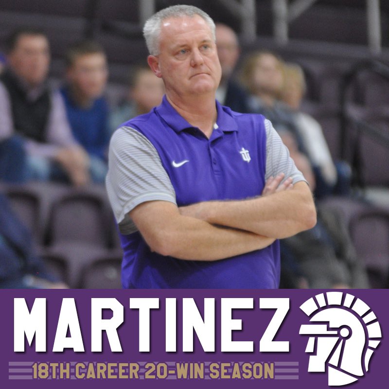 TaylorU_WBB's tweet photo. For the 18th time in his 19 seasons as a head coach, Jody Martinez has guided his squad to a 20-win season! (15 at BC, 1 at SEU, 2 at TU) TUBB is currently 20-4, ranked 9th in the country &amp; is tied for 1st in league standings with 5 games left to play! #riseTUgether https://t.co/LQvrzQ5fUR