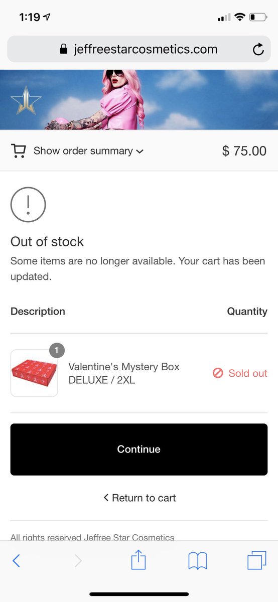B_mack760's tweet photo. @JeffreeStar Seriously... I had the item in my cart while it was calculating shipping for 20 minutes... https://t.co/KQYNN31LSS
