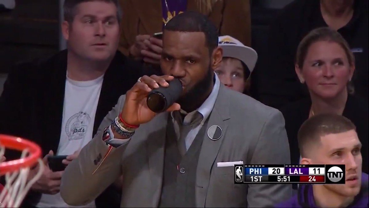 Jalen & Jacoby on Twitter: "Is LeBron drinking wine on the bench? We're pretty sure that's not water...@djacoby @mspears96… "