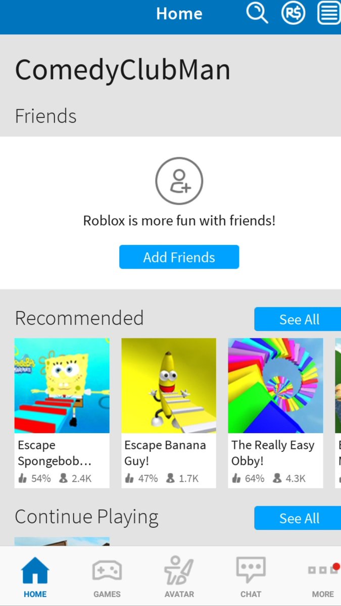 Amaze On Twitter This Is The Recommended Games I See On My Home - roblox account age