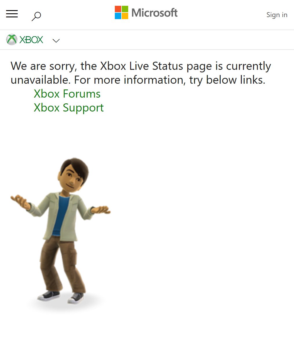 prettyconfusd's tweet image. I love that the avatar on the #xboxsupport site when it's down is just giving us "eh". Genuinely made me laugh even though it's frustrating.