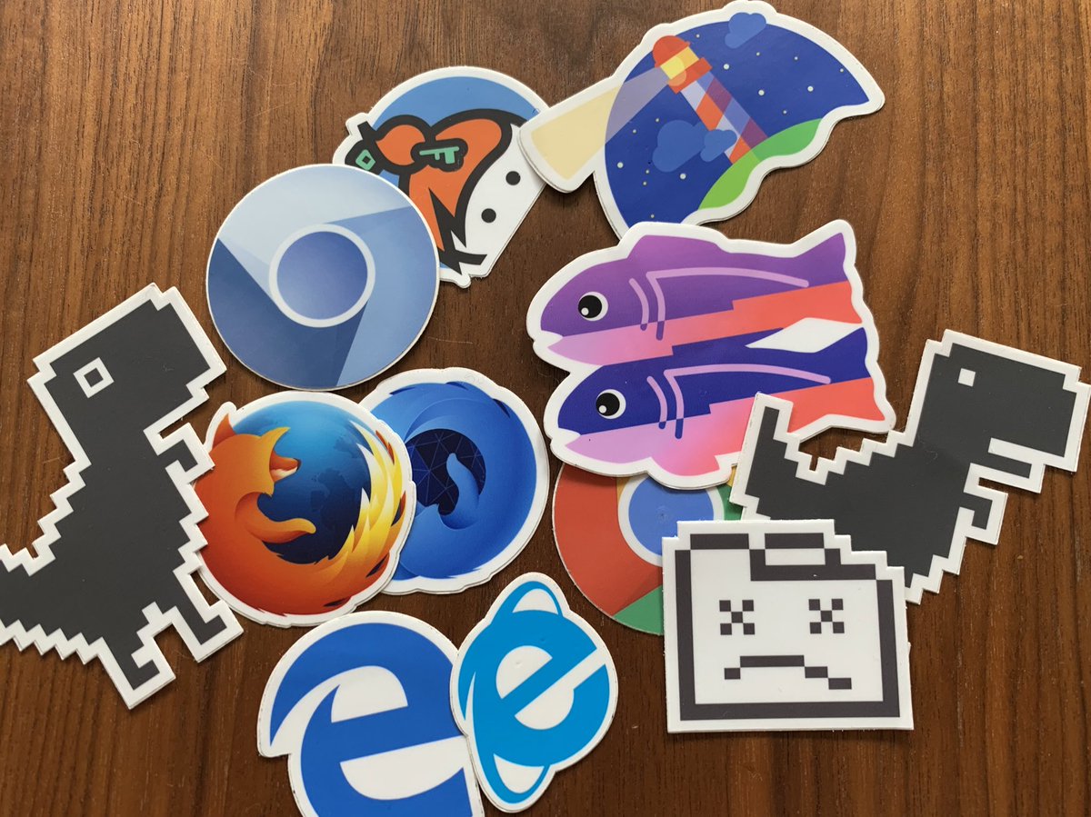 Stack of browser stickers.