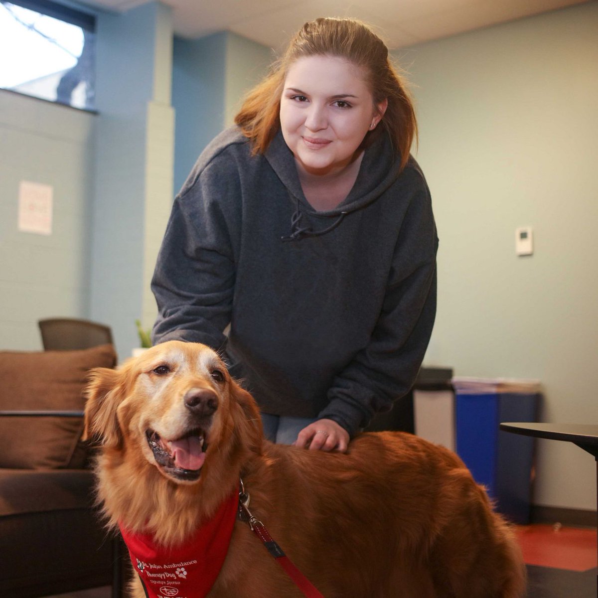 durhamcollege's tweet photo. Feeling stressed? Take some time to “Paws” &amp; Cuddle at the Solace Centre with the help of therapy dogs. The Solace Centre at DC is partnered with John’s Ambulance therapy dog program. #BellLetsTalk #DCLetsDo

Learn more: https://t.co/nWUYDRYoyt https://t.co/STBQ8fZt6U