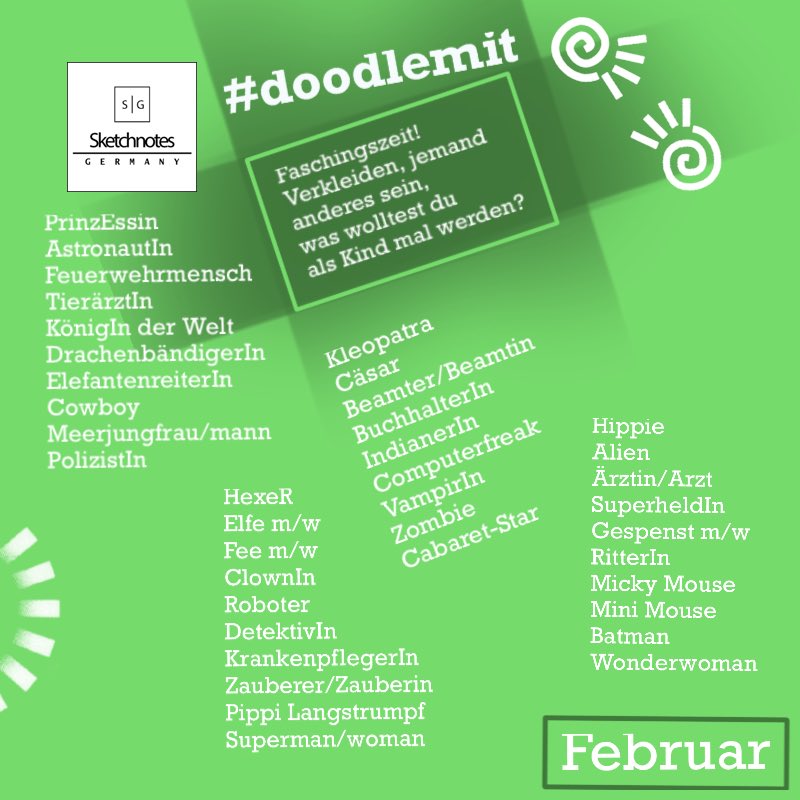dieHauteCulture's tweet photo. Schon wieder ein Monat rum. Hier ist die neue Challenge. Einfach mitmachen, täglich üben. Doodles hier posten. Hashtags: #doodlemit #sketchnotesgermany
Viel Spaß! 🖌 https://t.co/kugjwH8KNT