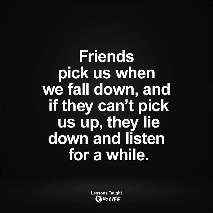 jazzyjosee's tweet photo. Friends pick us up when we fall down, and if they can’t pick us up, they lie down and listen for a while. #BellLetsTalk https://t.co/POwJNqdX4X