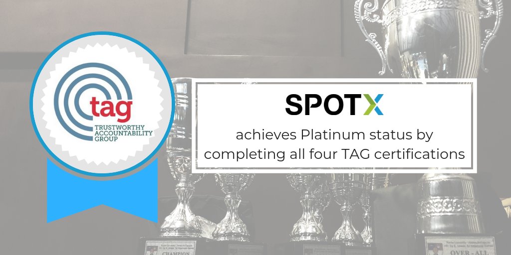 SpotX's tweet photo. .@SpotX has received all four @tag_today Certifications and Platinum Status. We pride ourselves on looking beyond data points on paper and taking a human approach to combat #brandsafety issues. Check out our latest blog post to learn more ➡️ https://t.co/tDX8xHy3qP #adtech https://t.co/YAYx0h89ta