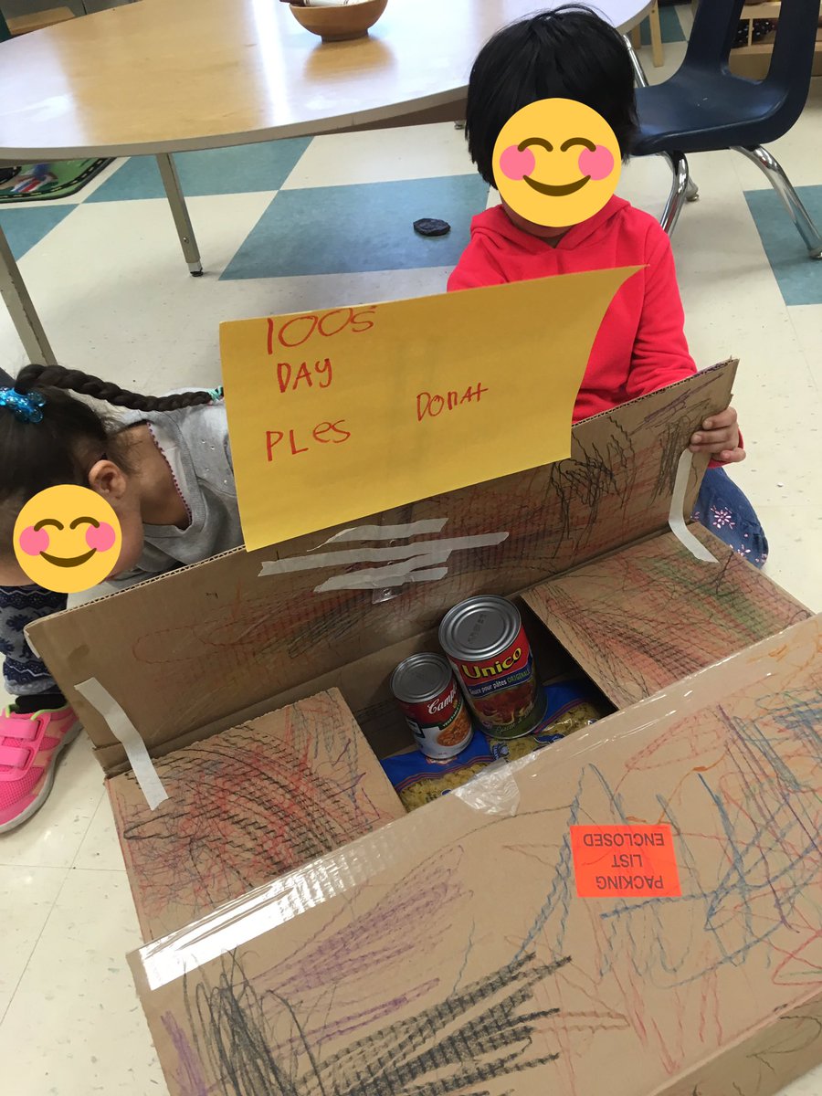 MrsTaylorgrade1's tweet photo. Creating our food donation box for 100’s day!  Do you think we will get 100?  #learning in kindergarten @allistonunion @scdsbmath @SCDSBey https://t.co/yf5aToTI2b