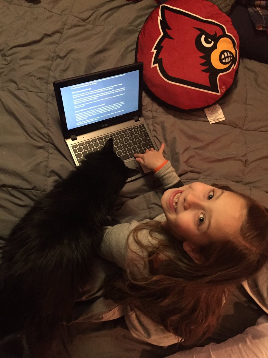 RPerry201's tweet photo. @theAPPyclass @AlvatonElem Avery is working on her google research project! Love her enthusiasm for learning! #AESPride #thirsty #snowday #learning #technology #snowdaysaredifferentfromwheniwasakid #darncat @201sig1 #L1C4 #GoCards https://t.co/6aQmV7Yd2b