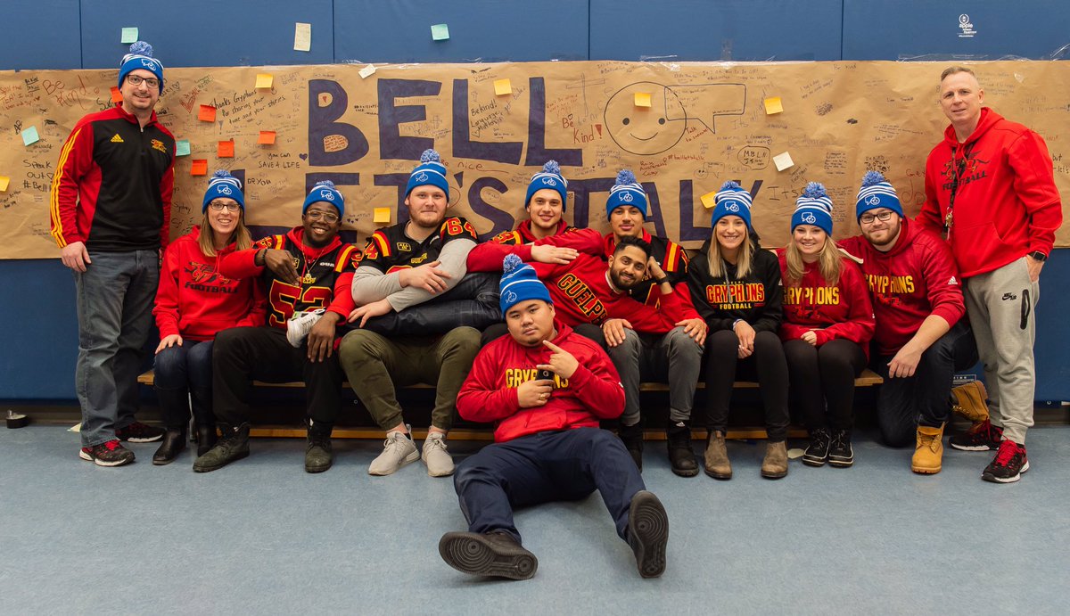 From our @gryphonfootball family, we’re here to listen to your stories and talk about them if you ever need someone to lean on. Share your compassion, shoulder, a minute etc cause someone is going through a battle that we don’t know about #BellLetsTalk.