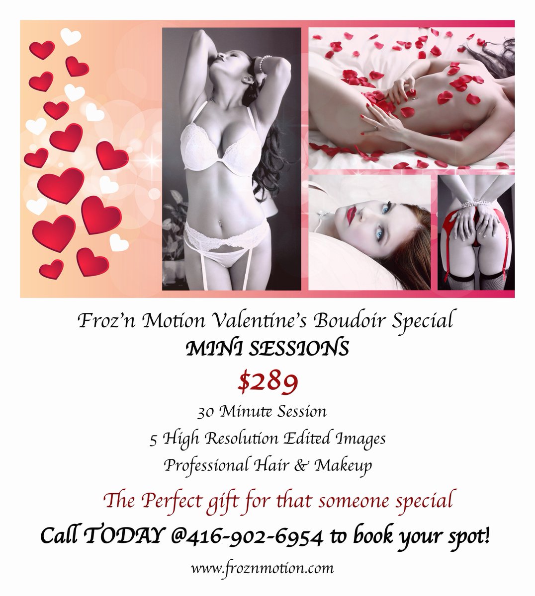 FroznMotion1's tweet photo. With Valentine’s Day just days away, you’ve still got time to do a super awesome Boudoir Photo Session and present to that special person in your life the greatest Valentine’s Day gift they will ever receive!

Call NOW to book your MINI SESSION with us! https://t.co/bhVSf3QBaF