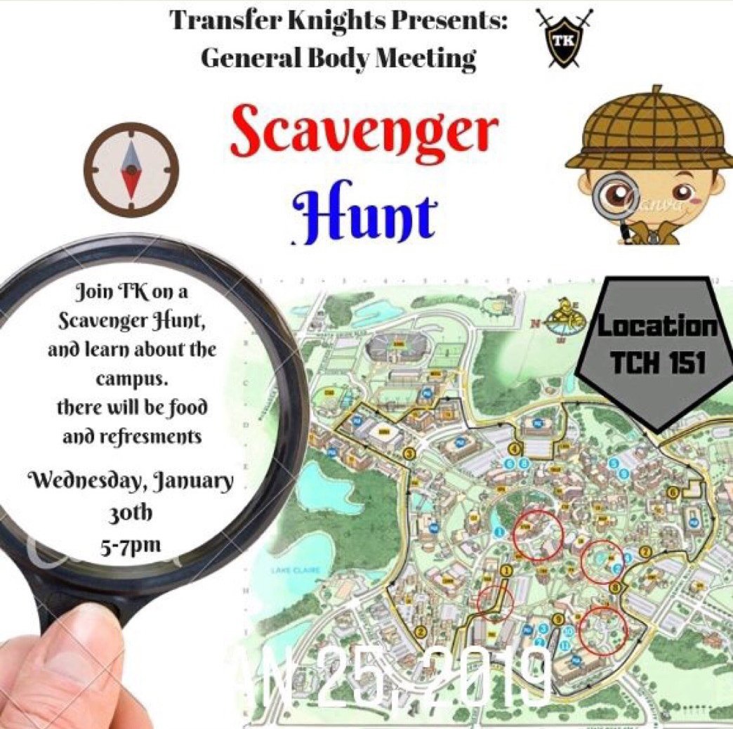 ProjectSPIT's tweet image. AFTERNOON, ARTISTS! OUR FRIENDS AT TRANSFER KNIGHTS IS HAVING A SCAVENGER HUNT TODAY FROM 5-7 PM! BE SURE TO COME OUT AND HAVE SOME FUN!
#ucf19 #ucf20 #projectspit #ucf