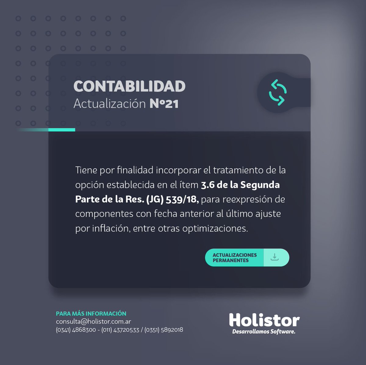 Holistor's tweet photo. #Actualización
El módulo de Contabilidad cuenta con su actualización Nº 21
Para descargarla ingresa en la web:
https://t.co/OUYeLSVQKY
#Software #EstudiosContables #Módulos
#AFIP #Holistor https://t.co/U4zS4TsDQj