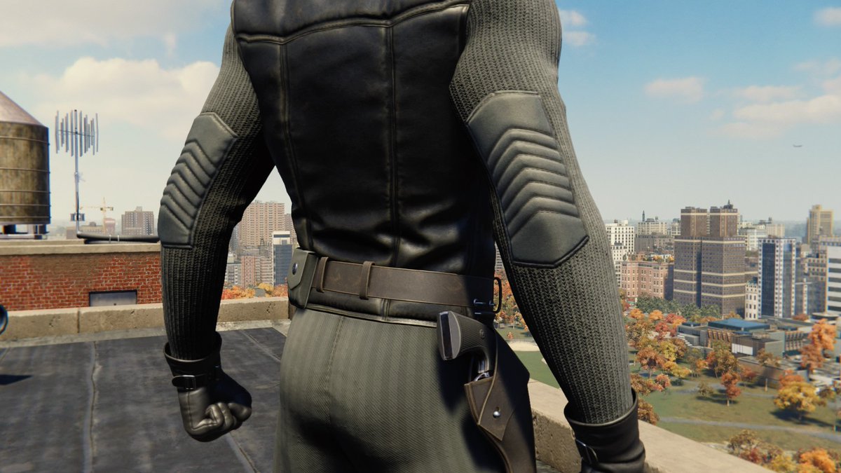 ◦ Noir Suit ◦⌁ suit power: enemies no longer call for backup when alerted (sound of silence)⌁ L O V E the details on this one⌁ his legs look good in this one but you didn’t hear that from me⌁ yes he has a gun. no you cannot use it.⌁ i use it when i gotta sneak around