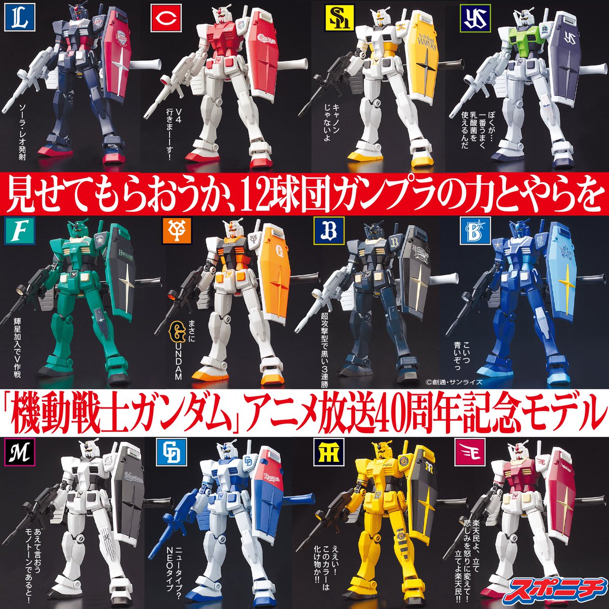プロ野球】 これがNPBの新型か‼️ 40周年記念 #ガンダム と12球団が