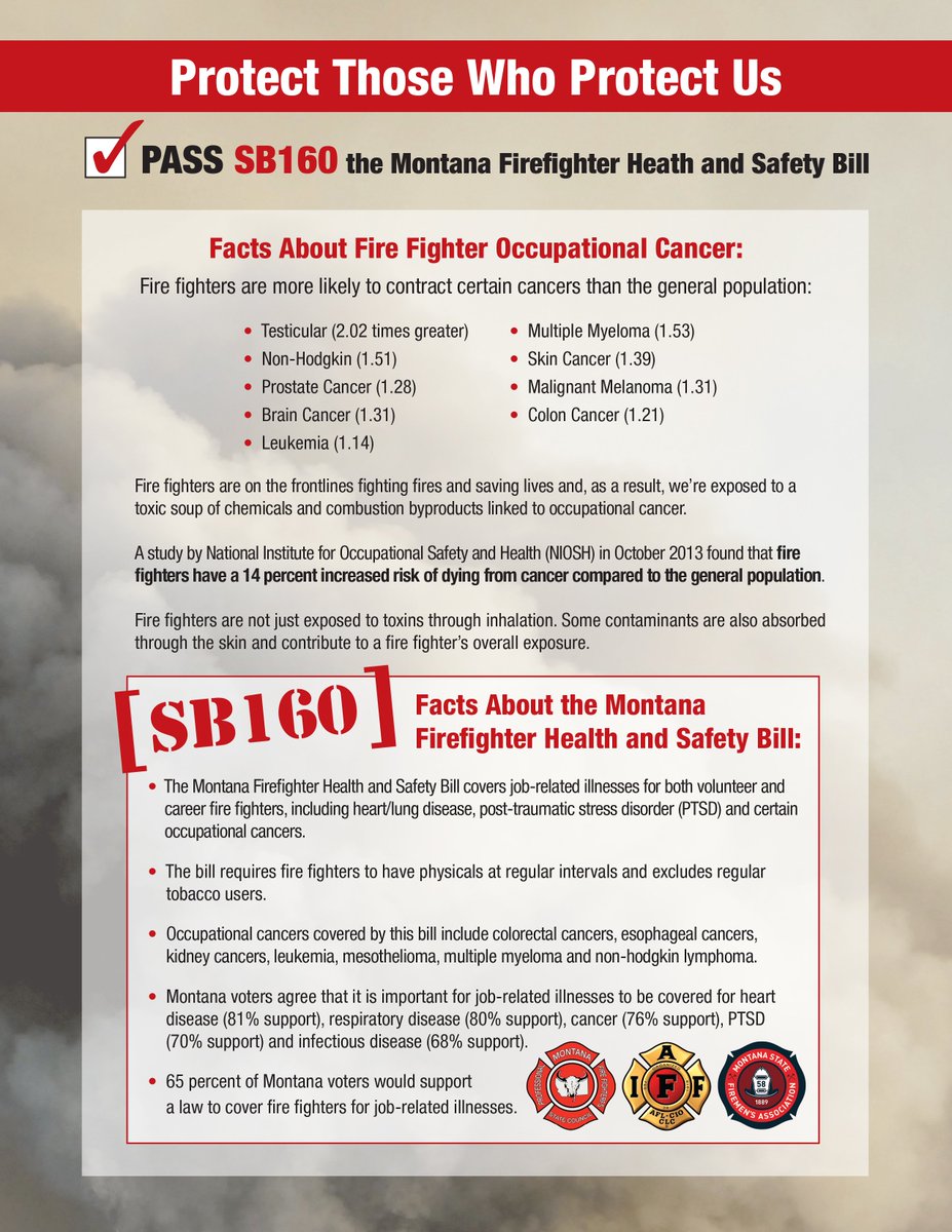 #Montana #firefighters are fighting for coverage for cancer contracted in the #lineofduty You can help by contacting your Senator and telling them you believe firefighters should be covered.

#mtpol #mtnews #Helena