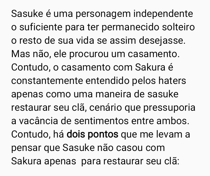 cleo on X: 15) Sasuke não casou com Sakura só para restaurar seu