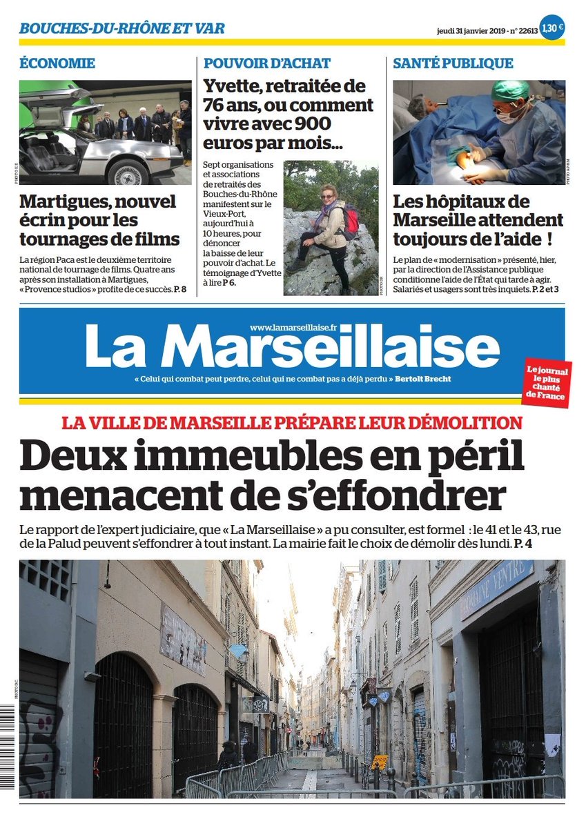 LeoPurguette's tweet photo. La Une de La Marseillaise @lamarsweb du 31 janvier 2019 #AlaUne #RevueDePresse
Retrouvez votre quotidien en kiosques ou en ligne : https://t.co/CpONyPG6tH
Pour contribuer au financement participatif de notre développement  numérique 👉 https://t.co/z3EQlaYYqf https://t.co/drbtNnpCtu